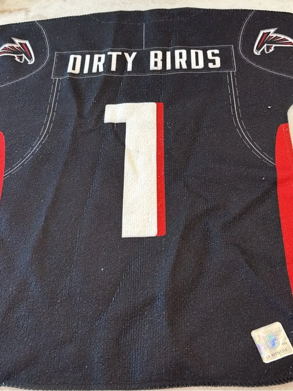 Atlanta Falcons Dirty Birds #1 NFL Hologram Rally Towel Black Stock #B38